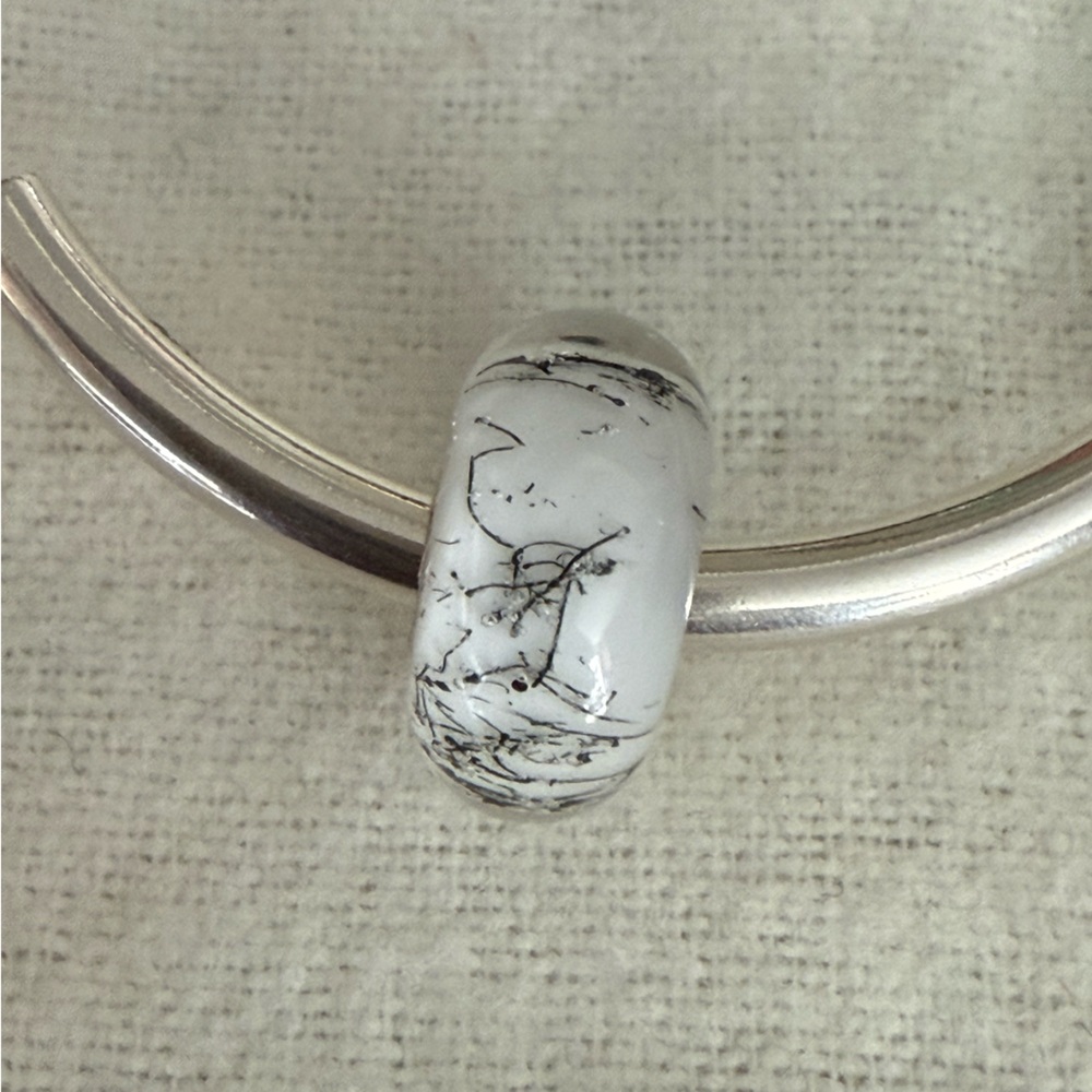 Authentic Trollbeads Murano Glass Charm Bead White and Black
